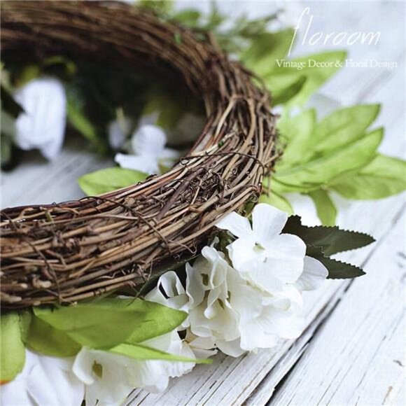 Floral Wreath,Door Wreath,Artificial White Peony Wreath for Front Door 15''-16'' - Picture 4 of 8